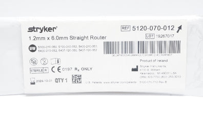 Stryker 5120-070-012 1.2mm x 6.0mm Straight Router (x)